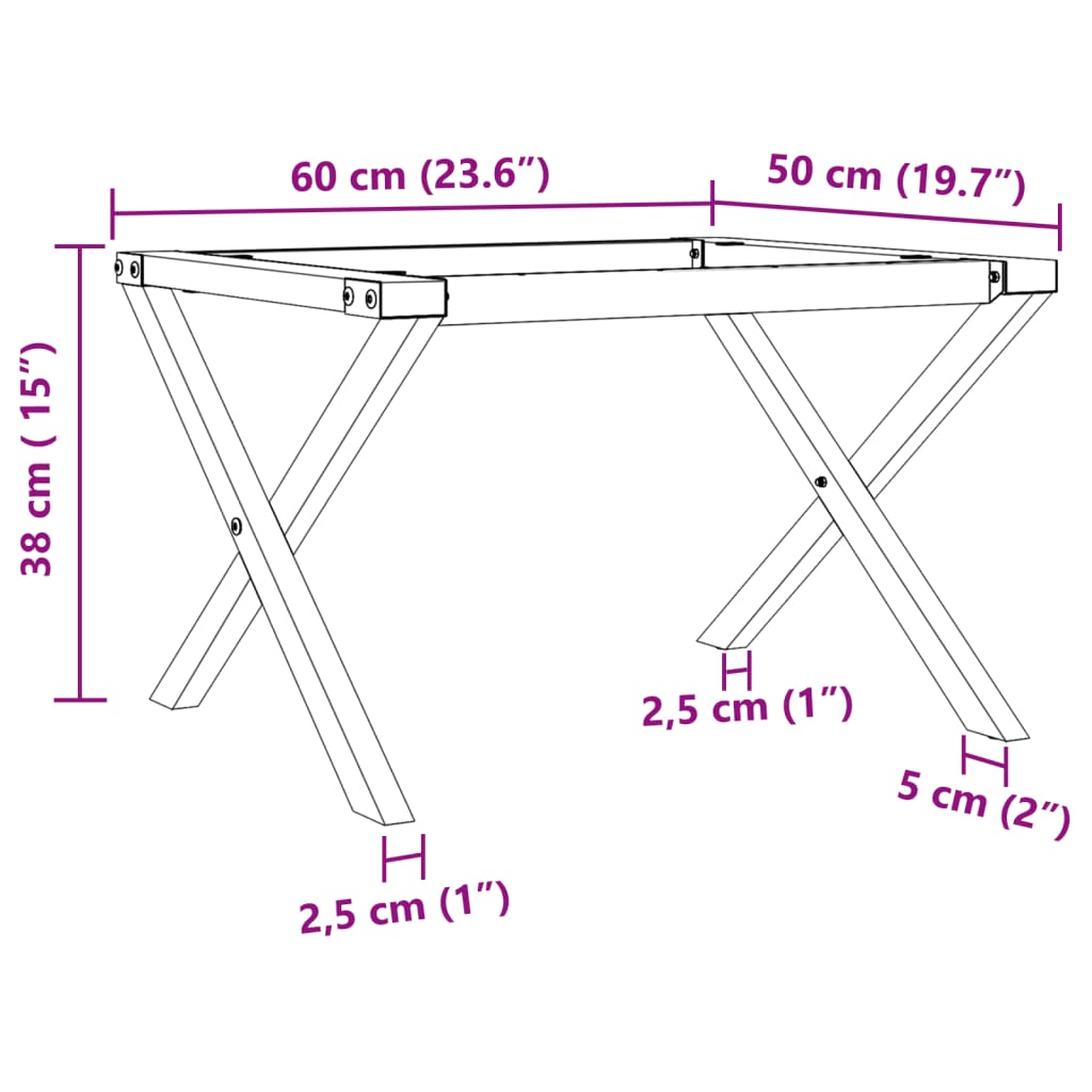 Coffee Table Legs X-Frame 60X50X38 Cm Steel